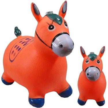 Imagem de Cavalinho Upa Upa Inflável Musical Infantil Grande Pula Pula de Borracha Resistente (Laranja)