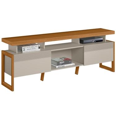 Imagem de Rack Para Sala de Estar TV 70 Pol 180cm Esmirna L05 Nature  Off White - Lyam Decor
