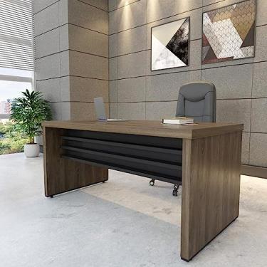 Imagem de Mesa para Escritório 160cm Tamburato Elegante Artany Charuto/preto