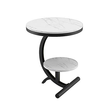 Imagem de Mesa de centro de design simples, mesa de centro de dois lados, mesa lateral de mármore, mesa lateral de chá, sofá de cabeceira, suporte de revista, usado para quarto, sala de estar, mesa lateral de