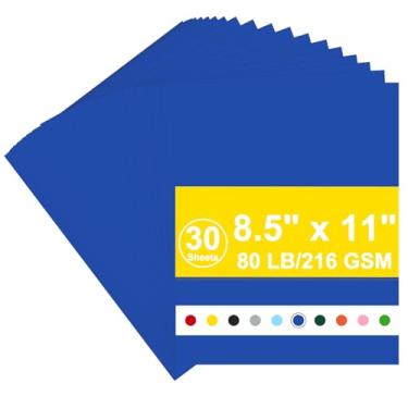 Imagem de Cartolina 8,5 x 11, capa de 216 g/m², azul royal, papel cartonado de 36 kg, cartolina pesada para impressora, álbum de recortes, Natal (cartolina azul royal, 30 folhas)