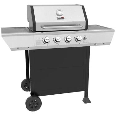 Imagem de Churrasqueira a Gás 40.000 BTU com 4 Queimadores e Mesas Laterais em Aço Inoxidável, ROYAL GOURMET GA4400T, Preto