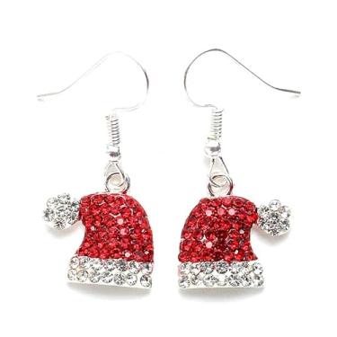 Imagem de Nododugs Brincos de Natal femininos de strass com gancho de peixe para festas de fim de ano, bijuterias de fantasia, one size, Liga de aço, Sem pedra preciosa