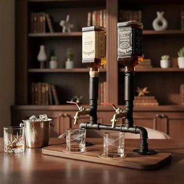 Imagem de Dispenser Dosador Serve Bebidas Drinks Whisky Bar Adega Estilo Industrial Preto Laca