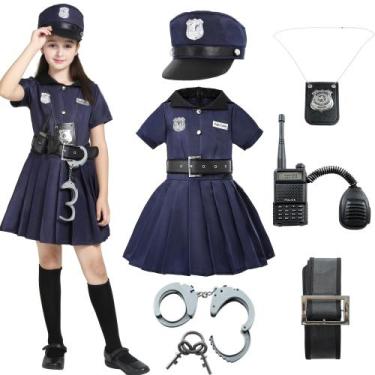 Imagem de Fantasia policial Lingway Toys para crianças e meninas de 8 a 10 anos 