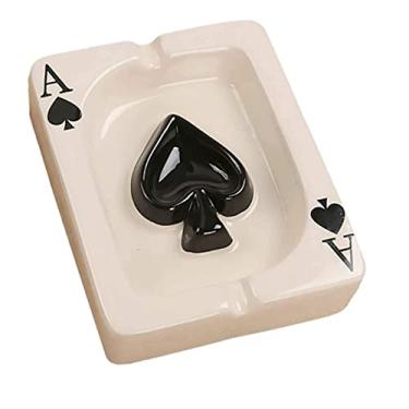 Imagem de Cinzeiro de mesa portátil cinzeiro criativo pôquer cerâmica cigarro cinzeiro retangular mesa fumar cinzeiro como bela decoração artesanato ao ar livre dentro de casa para pátio, casa, escritório