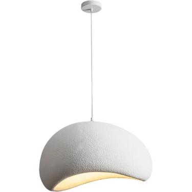 Imagem de Luminária Pendente Cúpula Estilo Japonês Cor Branca Feito de Resina Concreto 50CM