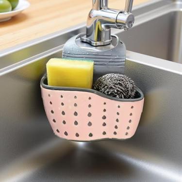 Imagem de 1 escorredor de pia - organizador de esponja de drenagem rápida com bandeja removível e suporte de sucção - prateleira de cozinha que economiza espaço