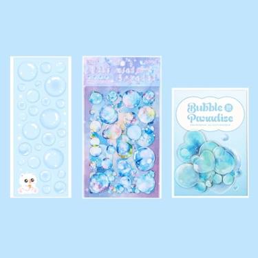 Imagem de Adesivos de bolhas coloridas azuis, vários estilos, adesivos autoadesivos de bolhas transparentes, decalques à prova d'água para photocard, scrapbook, diário, presente, faça você mesmo, cartões de