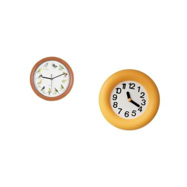 Imagem de Fenteer Relógio de Parede com Pássaro Canoro, Relógio Analógico Contemporâneo Sem -taque, Relógio Decorativo Redondo de Madeira para Cozinha, Sala de Jan