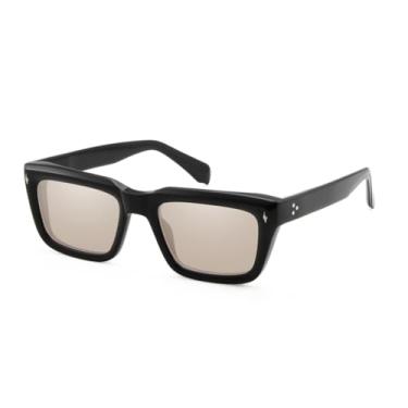 Imagem de HCHES Óculos de sol vintage de acetato para homens, moda para dirigir, colorido para mulheres (preto/laranja)