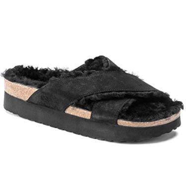 Imagem de BIRKENSTOCK Daytona com pele, Black Suede, 7-7.5 Narrow