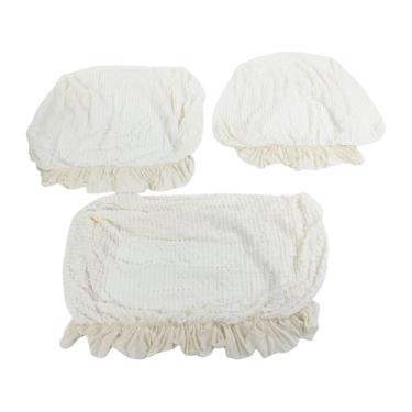 Imagem de GLOGLOW Capa de sofá Saia de Gaze Conjunto de Combinação de Capa de sofá de 2 Lugares Com Saia Inferior Elástica Design de Grão de Milho para Todas As Estações 3 Peças de de, Proteção para Móveis