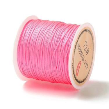 Imagem de Cordão de nylon de 0,8 mm para pulseiras, fabricação de joias, nó chinês, cordão de nylon para contas trançadas, pulseiras da amizade, colares de macramê, artesanato faça você mesmo, rosa choque