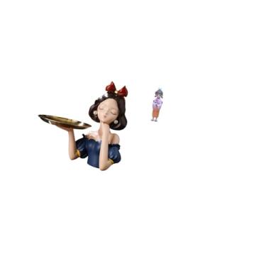 Imagem de Fenteer Estátua de Princesa Kabuki de Resina, Porta-chaves, Bandeja, Arte Moderna, Elegante, Multiuso, Armazenamento de Doces, Quimono Japonês, Gueixa, Boneca