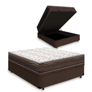 Imagem de Cama Box Baú Casal Marrom Colchão ISO 150 D45 - Ortobom