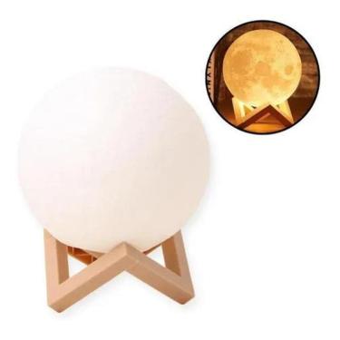 Imagem de Abajur Luminária Lua Cheia 3D Majestic Led De Mesa Sem Fio