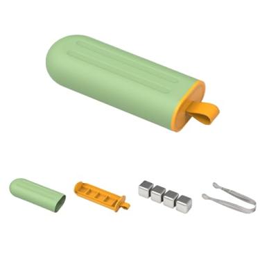 Imagem de HANDRIX Cubo de gelo de aço inoxidável para sorvete, pedras refrescantes de uísque / 3 cores reutilizáveis IceCube Bourbon, uísque, gin, bebidas, vinho, bebidas (abacate e menta))