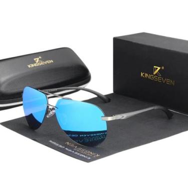Imagem de Óculos De Sol Masculino Kingseven Aviador Polarizado Luxuoso, Azul