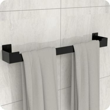 Imagem de Porta Toalha Banho Suporte Banheiro Toalheiro Preto ELG - MetalCromo