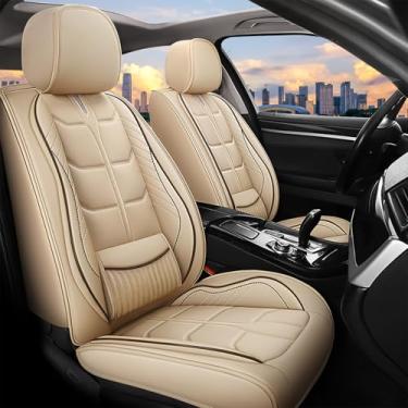 Imagem de Capas de assento de carro personalizadas para Ford F-150 2003-2025 para caminhonetes | Design de banco dividido universal | Conjunto completo de 5 lugares, bege