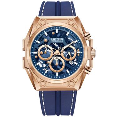Imagem de relógio para homens esportivo pulseira silicone com cronógrafo à prova d´agua
