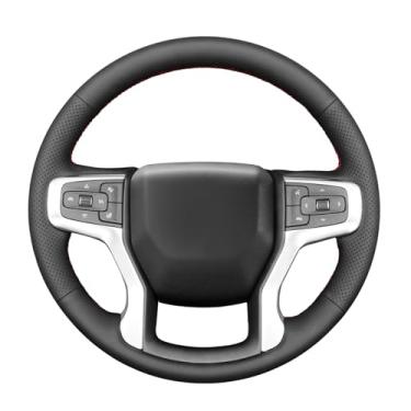 Imagem de MEWANT Capa de volante costurada à mão para Chevrolet Blazer/Silverado (1500) / Silverado (2500/3500) / Suburban/Tahoe Envoltório de direção de carro de couro genuíno