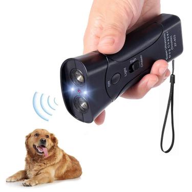 Imagem de Repelente ultrassônico para cães da Alfaw, anti-latido eletrônico, anti-latido, portátil 3 em 1, treinador de cães com lanterna LED, dispositivo de treinamento para cães para sua segurança – ferramenta de prevenção de cães/parar latidos