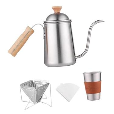 Imagem de YWJLQH Cafeteira com bico de pescoço de ganso, conjunto de chaleira para café, chaleira de gotejamento com bico longo para casa, ao ar livre