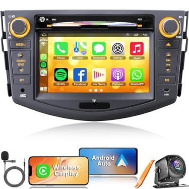 Imagem de Rádio automotivo para Toyota RAV4 2007-2012 com CD/DVD, suporte para carro sem fio, Android Auto, Bluetooth e navegação GPS