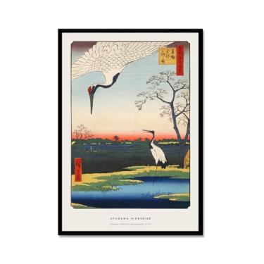 Imagem de Pôster Hasui Kawase Ohara Koson Impressões Katsushika Hokusai Pintura em Tela Onda Japonesa Arte de Parede Hiroshige Imagens para Decoração de Casa (SKU8,12 x 45,7 cm = (30 x 45 cm), Moldura de metal