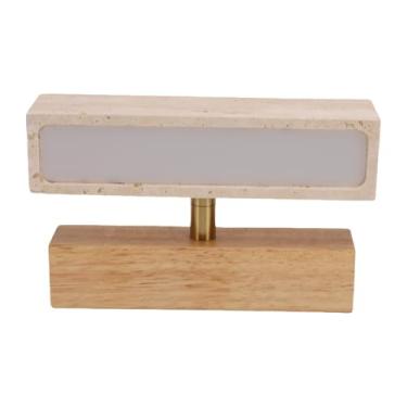 Imagem de Hyuduo Arandela de Parede Giratória Moderna Lâmpada de Cabeceira para Sala de Estar Corredor do Quarto Com Carvalho Travertino Polido à Mão Cabeça Ajustável de 180 Graus Luz Quente (Cor Madeira)