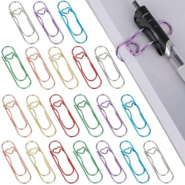 Imagem de 21 Peças Porta-Canetas com Clipe Papel para Caderno, Colorido Multiuso Clipe de Caneta em Formato de Coração para Diário Agenda Material Escolar e Escritório (7 Cores)