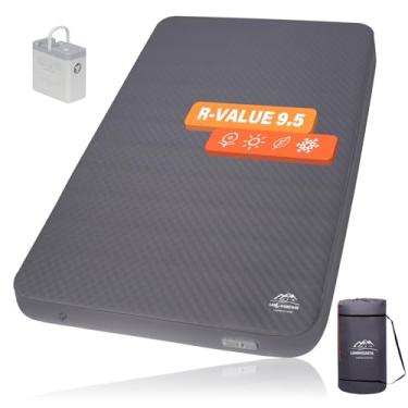 Imagem de LANMOUNTAIN Almofada de dormir autoinflável, colchão de acampamento duplo com bomba elétrica destacável, espuma viscoelástica de 10 cm de espessura para o máximo conforto, adequado para família, ao ar