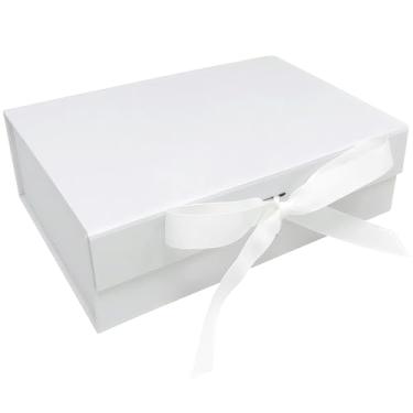 Imagem de iefoah Caixa de presente branca para presentes 12,4 × 26 × 8,5 pol. Caixa de presente com tampa fecho magnético padrinho dama de honra caixa de presente para casamento, aniversário, dia dos namorados