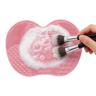 Imagem de Tapete de lavagem de silicone para pequenos acessórios almofada de limpeza multitextura com ventosas para tarefas diárias de lavagem doméstica (rosa)