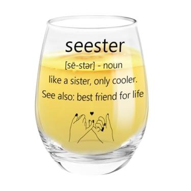 Imagem de Presentes de amizade, melhores amigos, presentes de Natal, taças de vinho para mulheres Seester Bestie BFF Soul Sister Work Friend Coworker Bff Presentes de aniversário fofos para o Dia dos Namorados