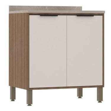 Imagem de Balcão De Cozinha Com Tampo 80 Cm 2 Portas De Abrir Aspen Luciane Móveis beige