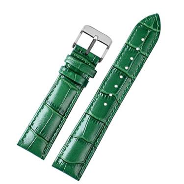 Imagem de BDNJN Pulseira masculina de couro bovino macio com estampa de bambu de 18 mm, 20 mm, 22 mm (pino prateado, 22 mm)