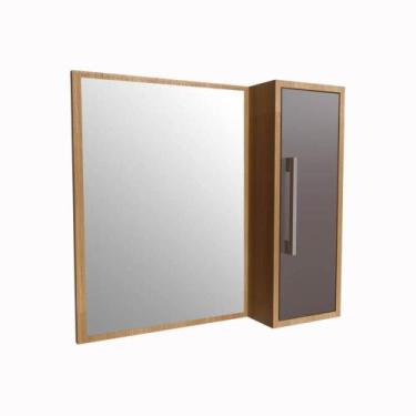 Imagem de Armário Espelheira Para Banheiro Alice Mel Grafite 1 Porta e 2 Pratele