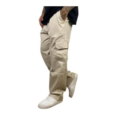 Imagem de Calça Cargo Jeans Masculino Cos Elástico Cordão Skatista - Mitchelgutt