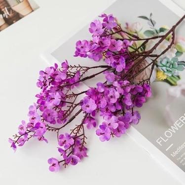 Imagem de Flores de cerejeira artificiais bouquet decoração arranjo floral(Lilás,1 Unidade)