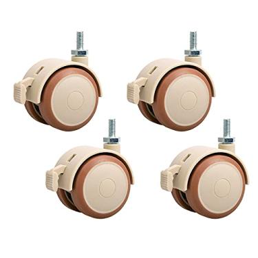 Imagem de NEWCES Rodízios de haste giratória de 47mm M6x15mm M8x15mm rodízios para rodas de transporte de móveis com freios rodízio de substituição para móveis berços carrinhos bancadas de trabalho (tamanho: M6*15mm)