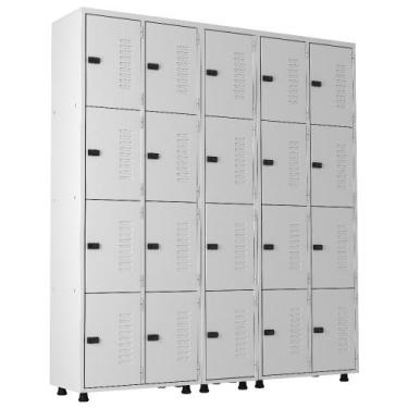 Imagem de Armário Roupeiro Aço 20 Portas Academia Guarda Volume Trinco Cinza - E
