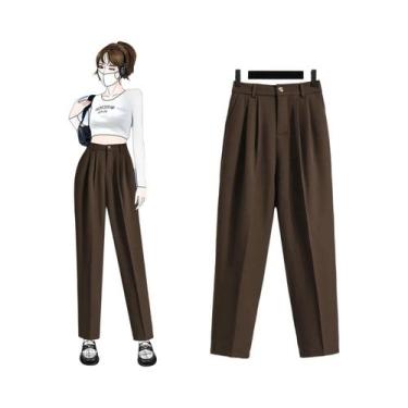 Imagem de Calças Retas De Cintura Alta plus Size Para Mulheres, Estilo Coreano, 