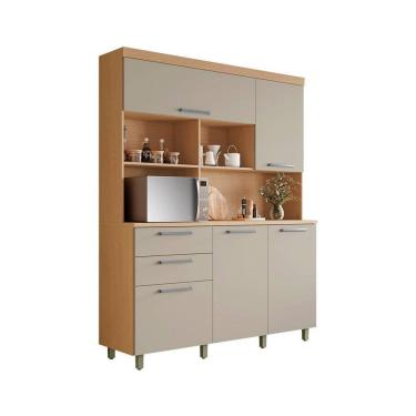 Imagem de Cozinha Compacta Nobreza 100% MDF 5 Portas 2 Gavetas Carvalho e Greice