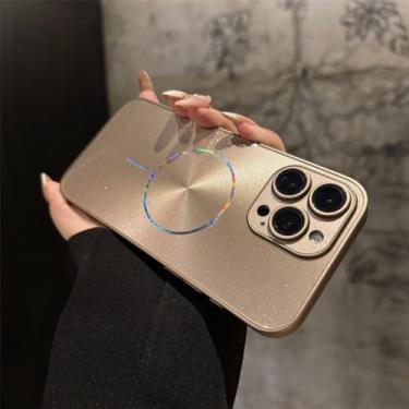 Imagem de Capa com textura brilhante para iPhone 16, 15, 14, 13, 12, 11 Pro Max com proteção para lente, gole, para iPhone 14 Pro