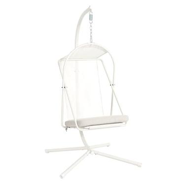 Imagem de Jadoxy Cadeira de balanço para ambientes externos, capacidade de 204 kg, cadeira de balanço suspensa com almofada à prova d'água para pátio, jardim, varanda, quintal, sala de estar, quarto, branco