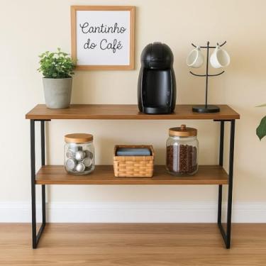 Imagem de Aparador Buffet Industrial Cantinho do Café–2 Prateleiras em MDF (PRETO E FREIJÓ)