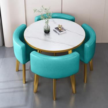 Imagem de Conjunto de mesa de jantar redonda e cadeira, mesa de recepção, combinação de mesa de negociação de escritório e cadeira com 1 mesa e 4 cadeiras para sala de estar e cozinha, etc.